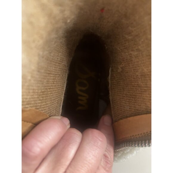 Sam Edelman Linds Brown Leather Chunky Heel Rounded Toe Zipper Ankle Boots SZ 9 - Picture 6 of 15